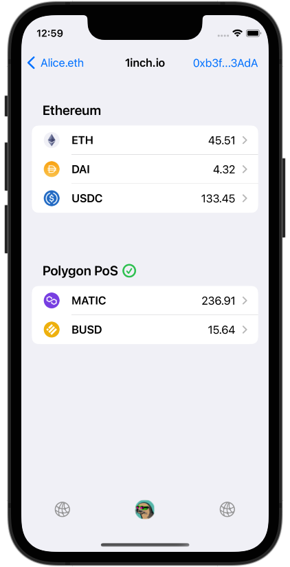 iOS dapp address view