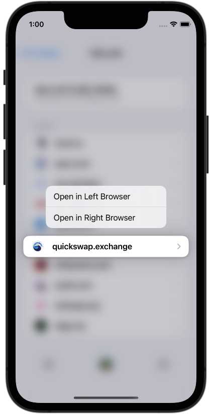 iOS app open dapp in browser menu